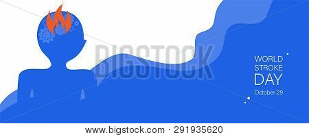 World Stroke Day Vector Banner Template. Human Brain Apoplexy Abstract Illustration. Cogwheels Mecha