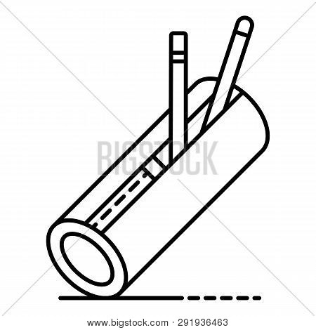 School Pencil Box Icon. Outline School Pencil Box Icon For Web Design Isolated On White Background