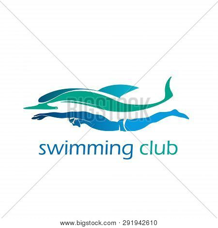 Swimming Club Vector Logo Ocean Sea Color Swimmer Label