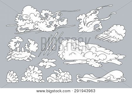 Vector Animal Shaped Cloud. Cartoon Linear Set