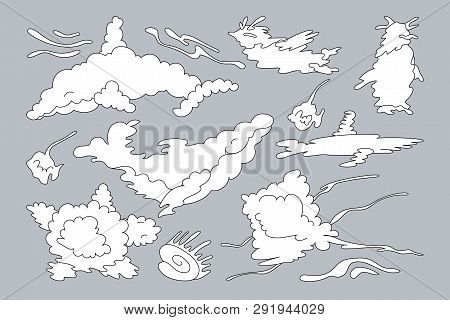 Vector Animal Shaped Cloud. Cartoon Linear Set