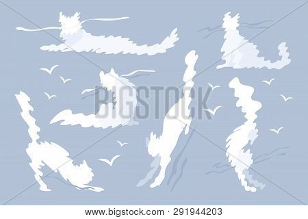Vector Animal Shaped Cloud. Flat Pastel Set