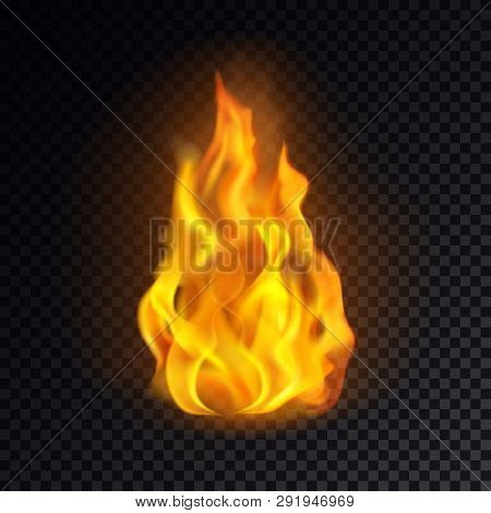 Flame Icon Or Realistic Fire Emoji, Lit Emoticon Or Red Bonfire Logo, Burn Or Blaze, Yellow Heat Or 
