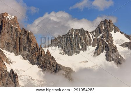 Mont Blanc Mountain. View From Grands Montets (3275m), France