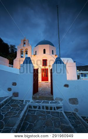 Church In Chora Village On Donoussa Island In Greece.