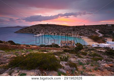 View Of The Harbour On Iraklia Island In Greece.
