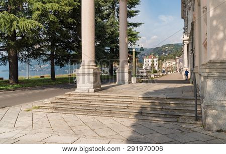 Luino, Varese, Italy - September 10, 2018: Main Street In Luino, A Small Tourist Town Near The Borde