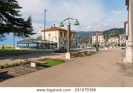 Luino, Varese, Italy - September 10, 2018: Main Street In Luino, A Small Tourist Town Near The Borde