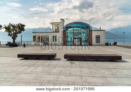 Luino, Varese, Italy - September 10, 2018: Cityscape With Imbarcadero On The Freedom Square In The C