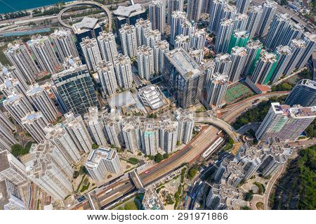 Tai Koo, Hong Kong 19 March 2019: Aerial view of Hong Kong city