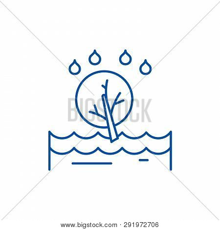 Flood Line Icon Concept. Flood Flat  Vector Symbol, Sign, Outline Illustration.