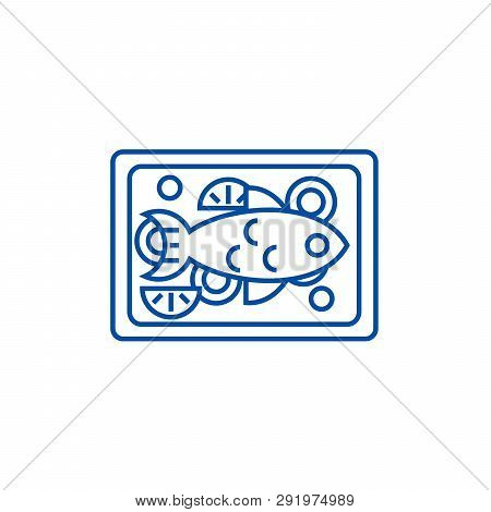 Fried Fish Line Icon Concept. Fried Fish Flat  Vector Symbol, Sign, Outline Illustration.