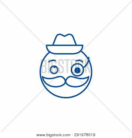 Gentlemen Emoji Line Icon Concept. Gentlemen Emoji Flat  Vector Symbol, Sign, Outline Illustration.