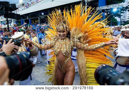 Rio, Brazil - March 03, 2019: Unidos Da Tijuca During The Carnival Samba School Carnival Rj 2019, At