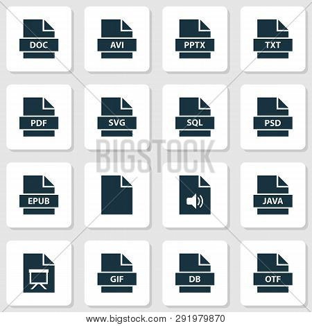 Types Icons Set With File, Epub, Text And Other Svg Elements. Isolated  Illustration Types Icons.