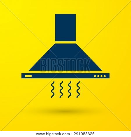 Blue Kitchen Extractor Fan Icon Isolated On Yellow Background. Cooker Hood. Kitchen Exhaust. Househo