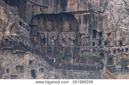 Luoyang, Henan/china- January 19, 2019:  Longmen Grottoes Is One Of The 3 Major Buddhist Caves Of Ch