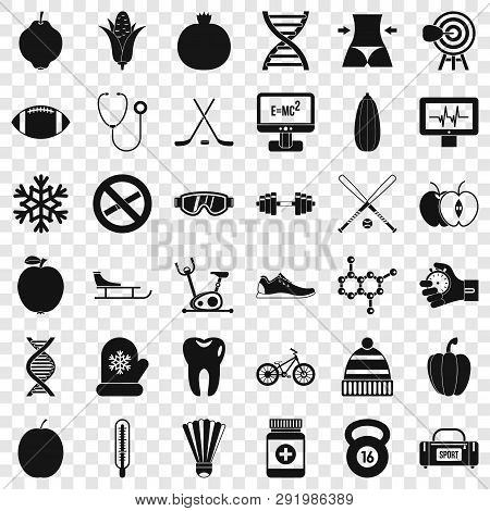 Wellness Condition Icons Set. Simple Style Of 36 Wellness Condition Icons For Web For Any Design