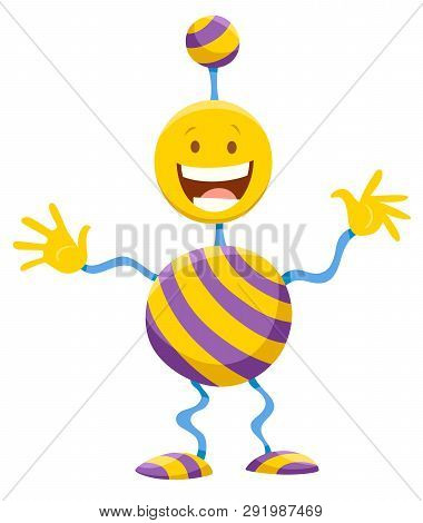 Cartoon Illustration Of Cute Fantasy Character Or Funny Alien