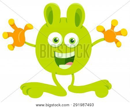 Cartoon Illustration Of Cute Green Fantasy Or Fairy Tale Character