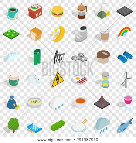 Winter Drink Icons Set. Isometric Style Of 36 Winter Drink Icons For Web For Any Design