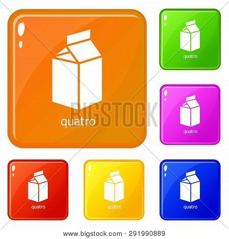 Quatro Packag Icons Set Collection 6 Color Isolated On White Background