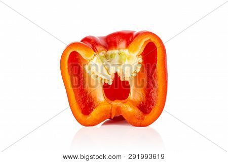 One Half Of Bulgarian Red Bell Pepper Isolated On White Background