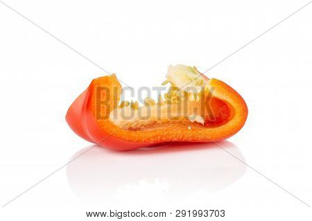 One Slice Of Bulgarian Red Bell Pepper Isolated On White Background