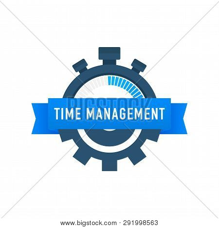Time Management Label With Character And Text Place. Can Use For Web Banner, Infographics, Hero Imag
