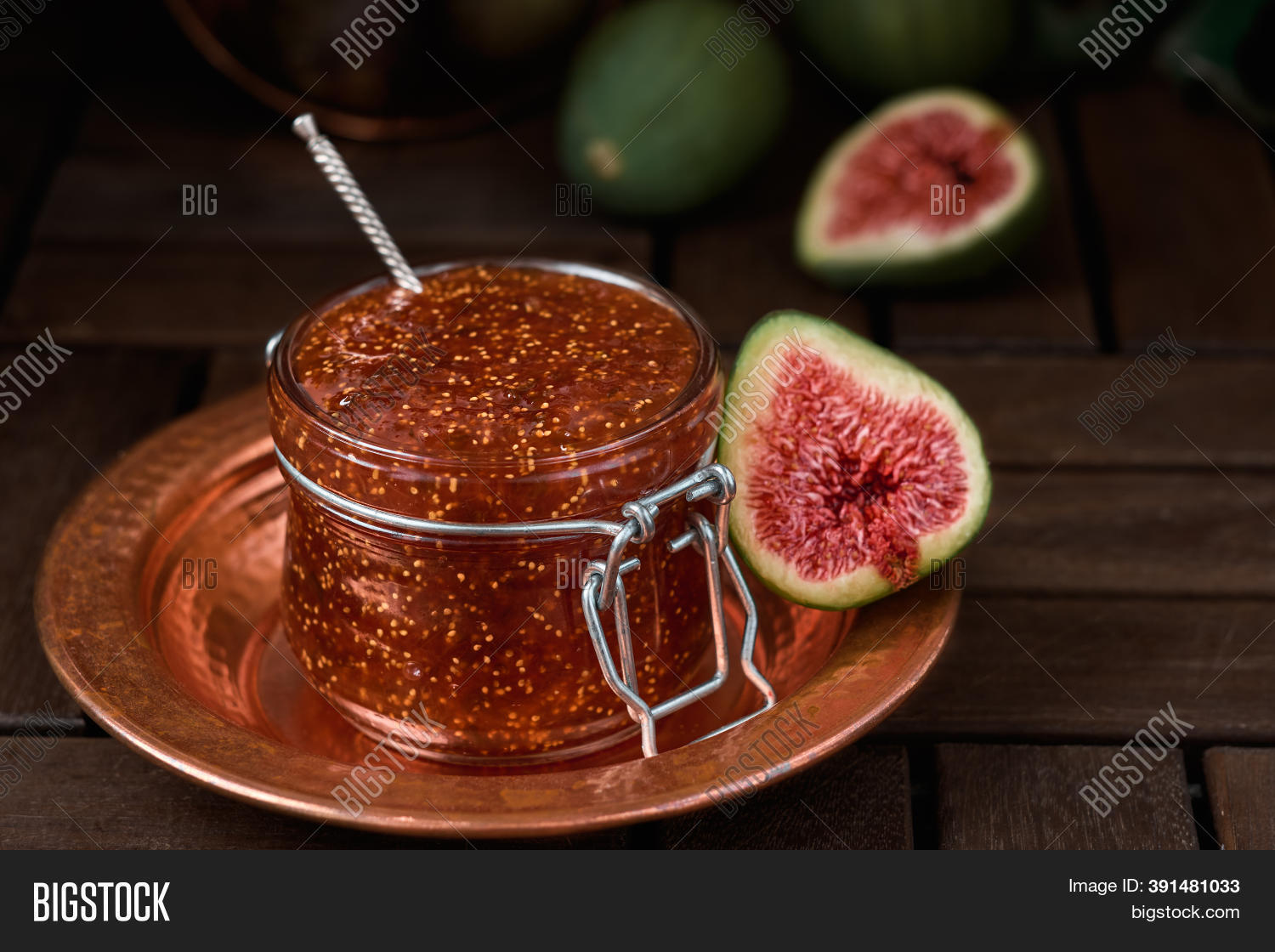 Fig Jam Glass Jar On Image & Photo (Free Trial) Bigstock