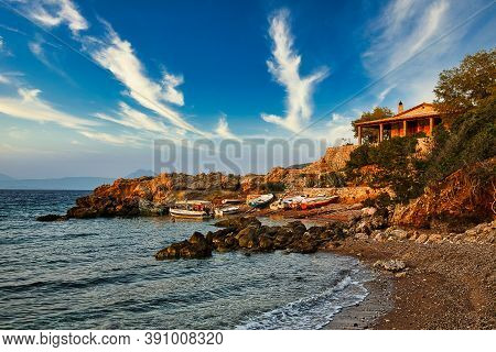 Small Beach Cafe With Seaview, Greece, Loutraki