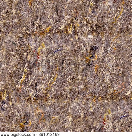 Seamless Texture Of Brown Felt Material. Background Of Beige Lining With Fibers From Non-uniform Fab