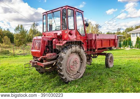 Borovichi, Russia - September 15, 2020: Wheeled Agricultural Tractor Xtz T-16m Manufactured By Khark