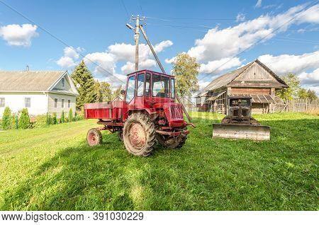 Borovichi, Russia - September 15, 2020: Wheeled Agricultural Tractor Xtz T-16m Manufactured By Khark