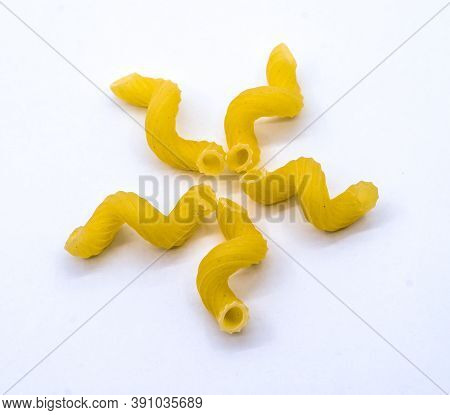 Spiral Macaroni, Macaroni Patterns, Swirls Of Macaroni On A White Background