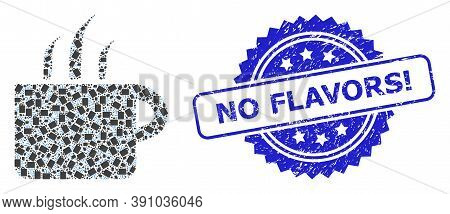 No Flavors Exclamation Unclean Seal Print And Vector Fractal Mosaic Aroma Cup. Blue Seal Contains No
