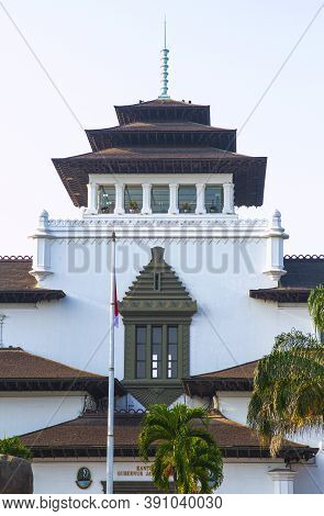 Bandung, West Java / Indonesia - 09/21/2019: The View Of Gedung Sate. Grand Dutch Colonial Administr
