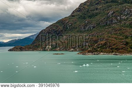Sarmiento Channel, Chile - December 11, 2008: Just Down Amalia Glacier, Stream Of Floating Ice Piece