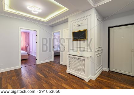 Spacious luxury hallway interior as a part of large studio apartment