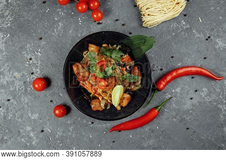 Japanese Food: Glass Noodles With Chicken And Vegetables