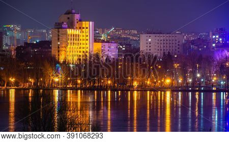 Winter Night In Ternopil, Ukraine