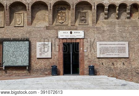Bologna / Italy - August 29, 2020: Sala Borsa Library In Bologna, Main Entrance.