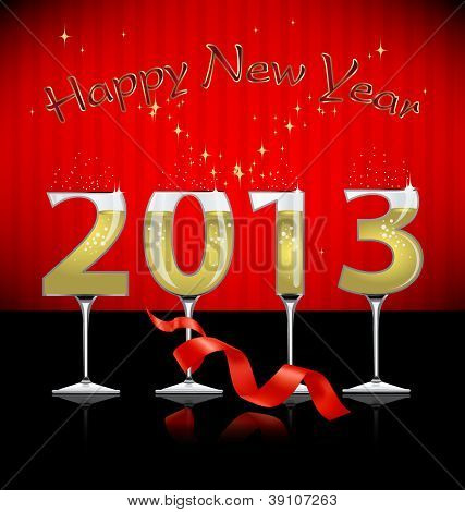 Happy New Year tausta tyylitelty lasi