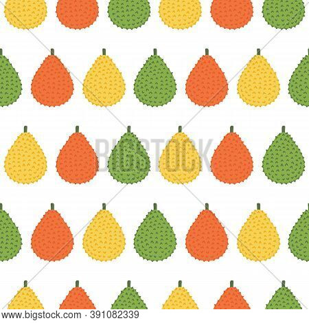 Colorful Gac Fruits, Baby Jack Fruits Cute Vector Seamless Pattern Background.