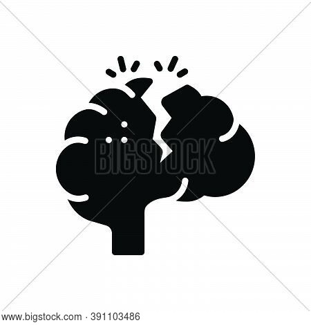 Black Solid Icon For Serious Solemn  Grave Critically Headache Stress Nervous Disease Mind Brain Tum