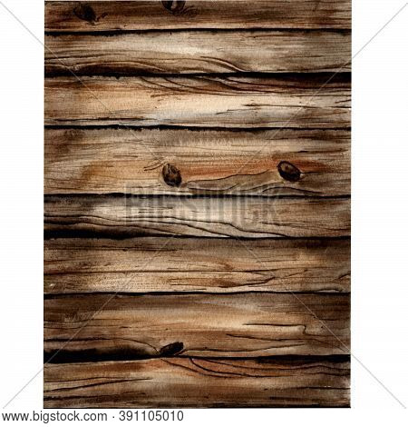 The Wood Textures In Watercolor, The Texture Of The Boards On A Transparent Background