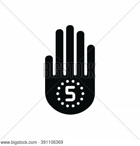 Black Solid Icon For Five Fiver Bumbo Gesture Finger Hand