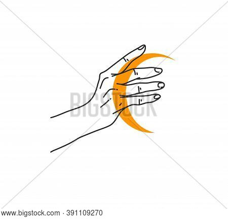 Hand Drawn Vector Abstract Stock Flat Graphic Illustration With Logo Elements , Woman Fashion Magic 