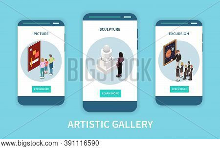 Artistic Gallery Mobile App Concept With Information About Pictures Sculptures And Excursion   On Sm