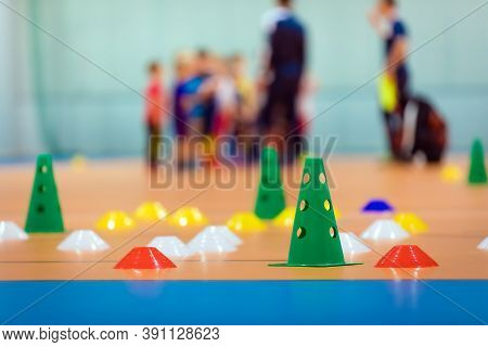 Indoor Sports Training Pitch. Sports Training Equipment. Practice Futsal Field. Colourful Training M